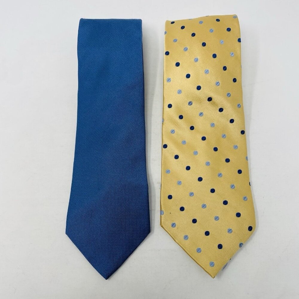 Nautica Mens Lot of 2 100%‎ Silk Printed Neck Ties in Blue/Yellow 1045